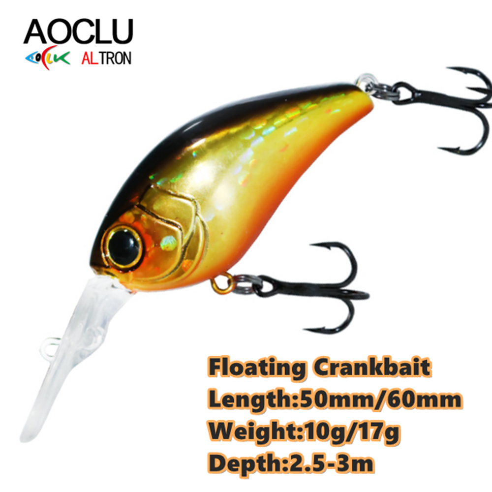 Fishing Lure Crankbait - Aoclu-フローティングミノールアー,50mm, 10g, 60mm, 17g,ハードベイト,クランク,ディープダイビング,深さ2.5〜3m,ロングキャスティングフック,品質