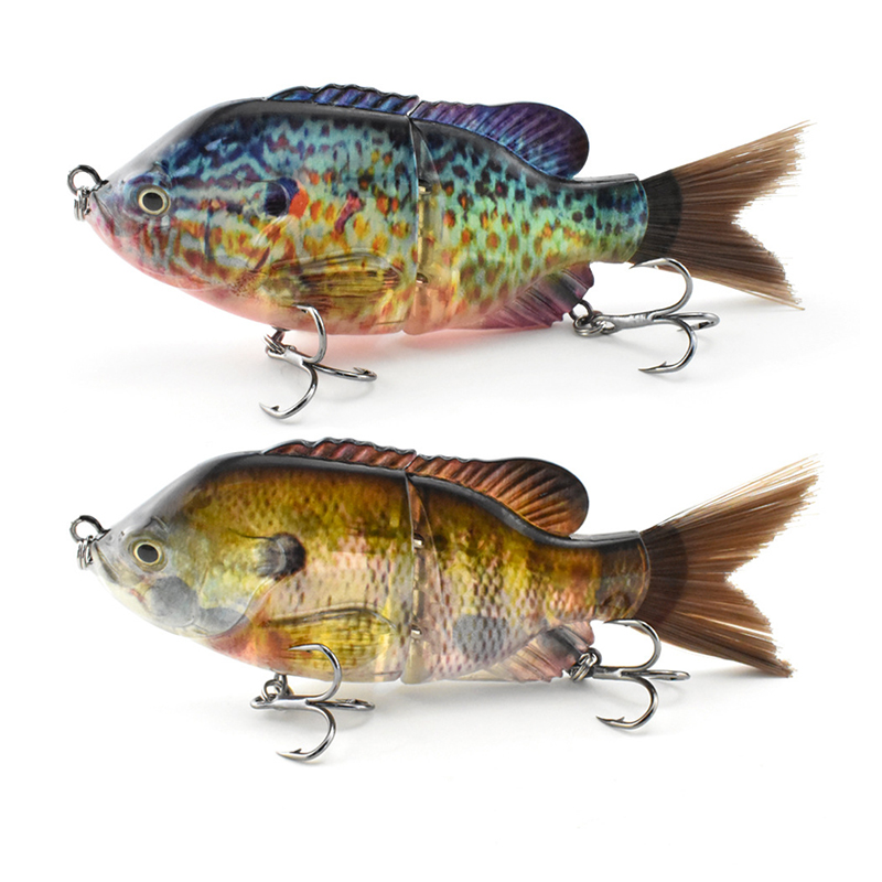 Fishing Lure Popper - 13cm/33g バイオニック2セクションヘアリーテールプラスチックルアー 海釣り、淡水釣り用 マルチセクションリアルなフルスイミングレイヤーフィッシングベイト