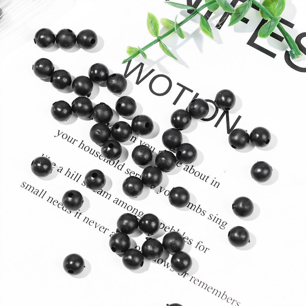 Fishing Lure Soft Plastic - 100ピース/ロットビーズスペースストッパー黒3ミリメートル-10ミリメートルラウンドソフトとハード豆釣りは餌フックリグアクセサリー
