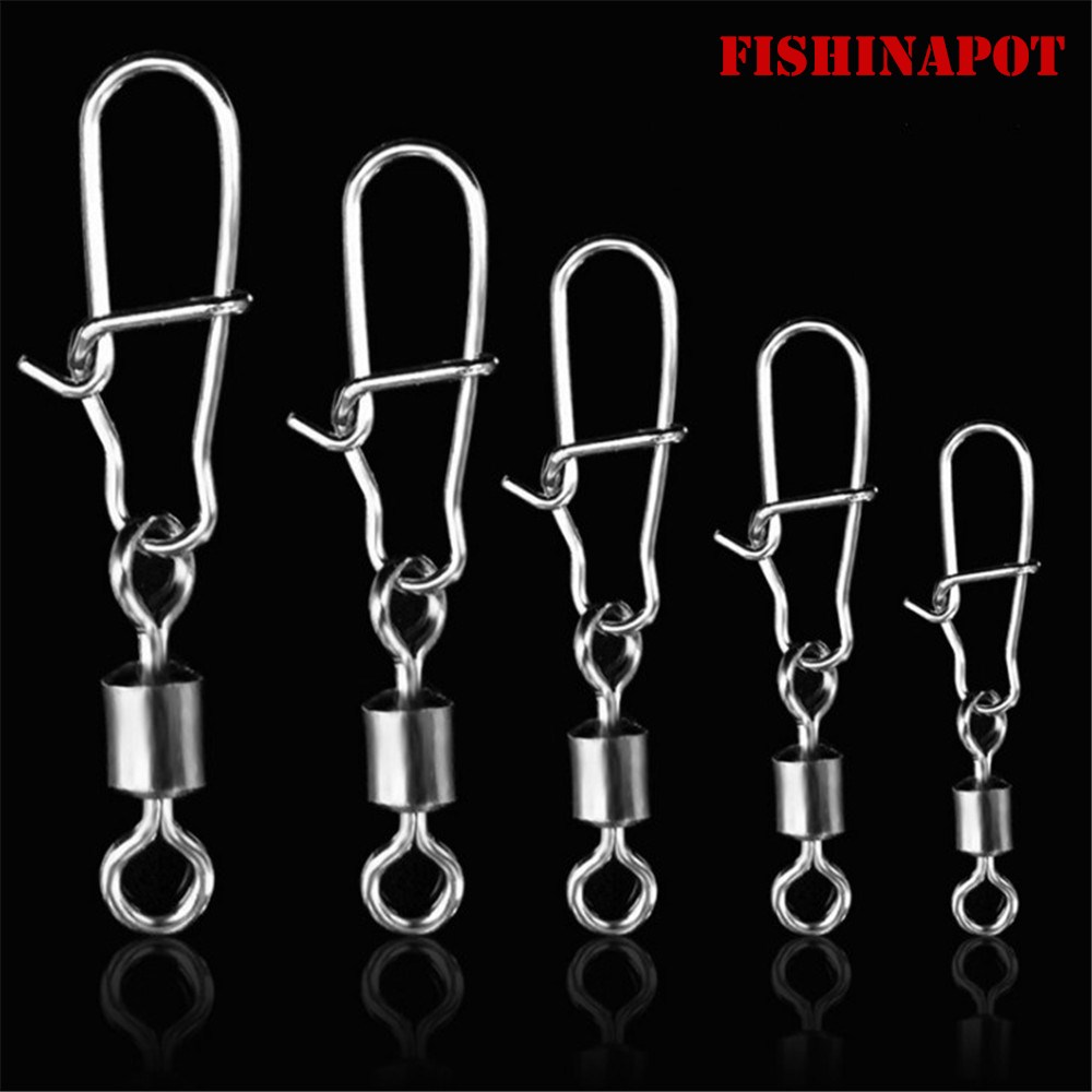 Fishing Lure Spinnerbait - フィシナポット 30個/ロット2 # -10 # ステンレス鋼コネクタ餌スピナー釣りルアーローリングスイベル高速ロックスナップフック回転
