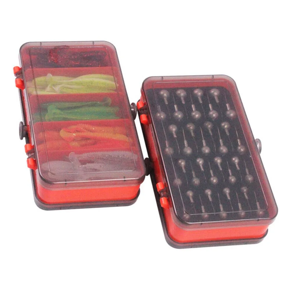 Fishing Lure Soft Plastic - ポータブル両面分割餌箱クランクジグヘッドフックセット釣りジグヘッドルアーソフト餌釣具アクセサリー収納