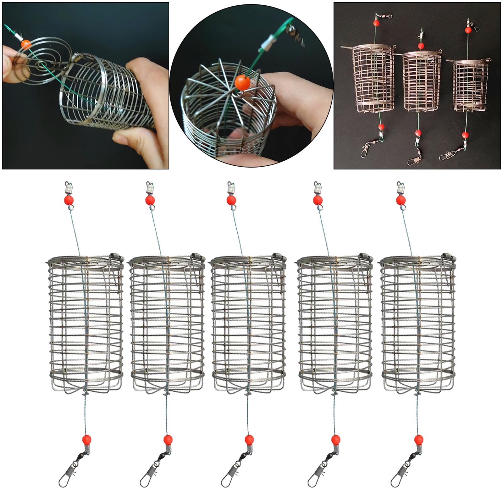 Fishing Lure Box - 5x ソリッドフィッシングフィーダーケージトラップバスケットコンテナ鯉ルアー誘引メッシュケージ釣具スナップアクセサリー