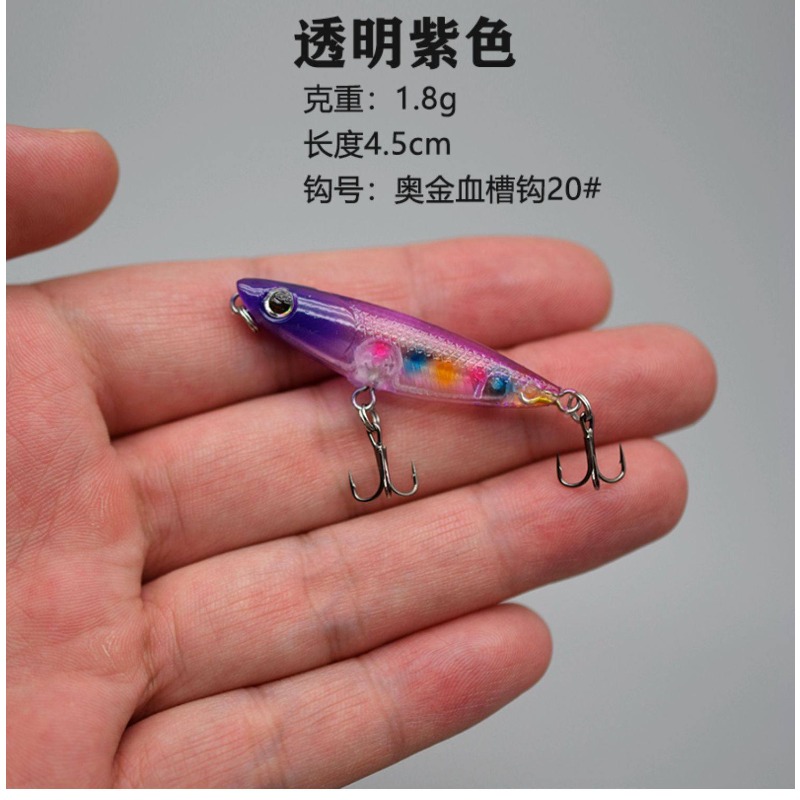 Fishing Lure Crankbait - 1 個ジグザグ犬フローティングトップウォーターペンシル 45 ミリメートル 1.8 グラムワブラーミニハードベイトクランクベイトトレブルシングルフックキャンプ釣りタックル