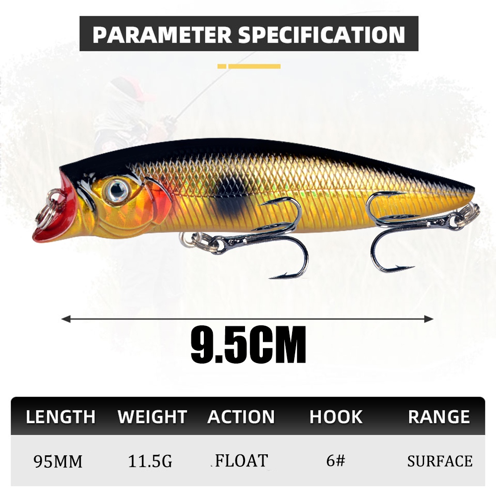 1 個釣りルアー高品質 9.2 センチメートル/11.5 グ - Fishing Lure Popper のレビューと価格