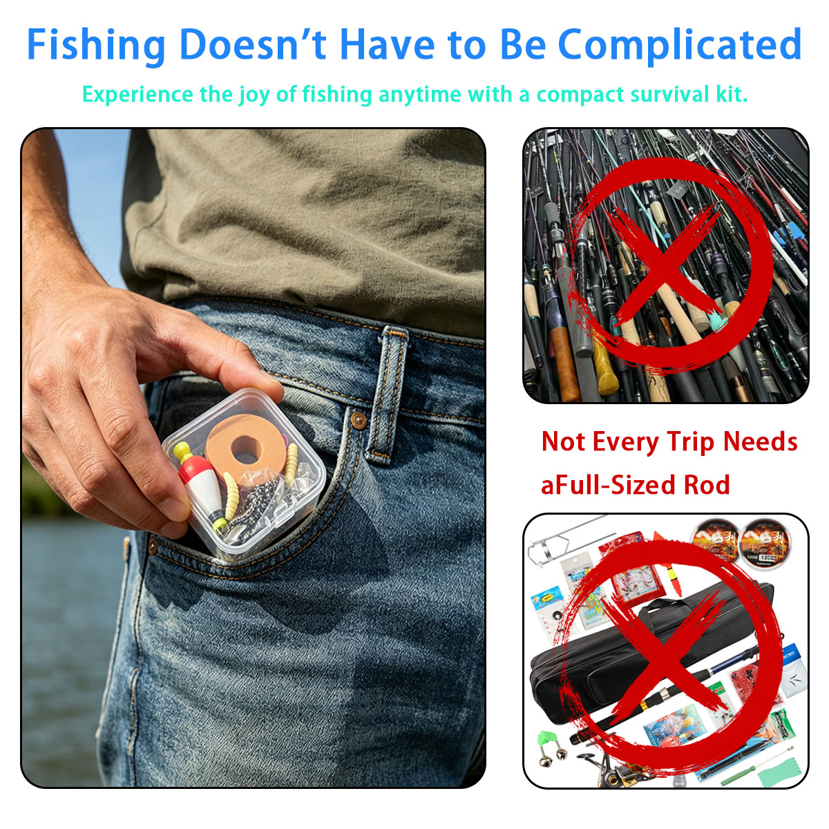 ポータブル緊急釣り具セット、ポータブル屋外緊急釣りキット（浮 - Fishing Lure Kit のレビューと価格